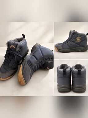 AZOOKEN Navy Faux Fur Lined Winter Boots Women's Size 9 Warm Lace-Up Gum Sole